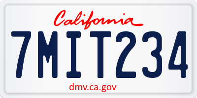 CA license plate 7MIT234