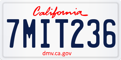CA license plate 7MIT236