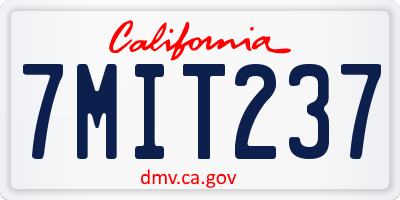 CA license plate 7MIT237