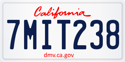 CA license plate 7MIT238