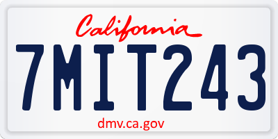 CA license plate 7MIT243
