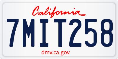 CA license plate 7MIT258
