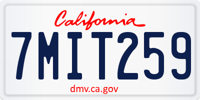 CA license plate 7MIT259
