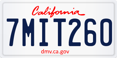 CA license plate 7MIT260
