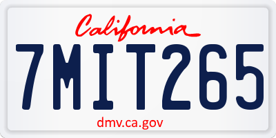 CA license plate 7MIT265
