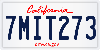 CA license plate 7MIT273