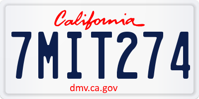 CA license plate 7MIT274