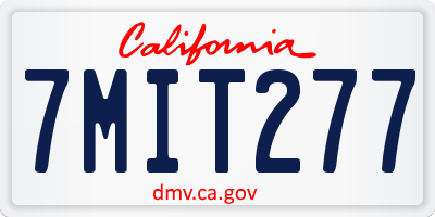 CA license plate 7MIT277