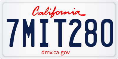 CA license plate 7MIT280