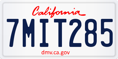 CA license plate 7MIT285