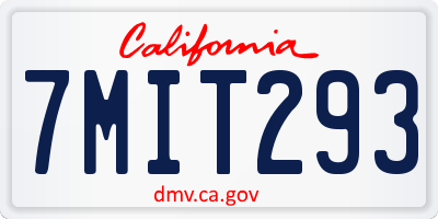 CA license plate 7MIT293