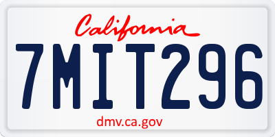 CA license plate 7MIT296