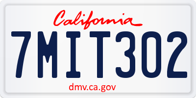 CA license plate 7MIT302