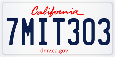 CA license plate 7MIT303