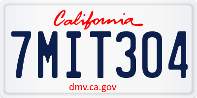 CA license plate 7MIT304