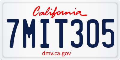 CA license plate 7MIT305
