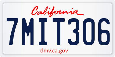 CA license plate 7MIT306