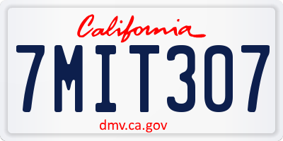 CA license plate 7MIT307