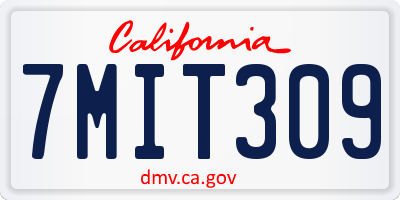 CA license plate 7MIT309