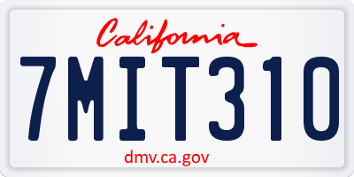 CA license plate 7MIT310