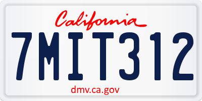 CA license plate 7MIT312