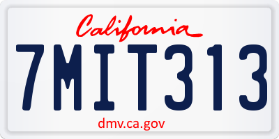 CA license plate 7MIT313