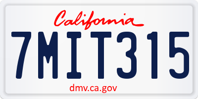 CA license plate 7MIT315