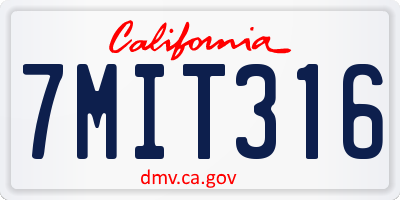 CA license plate 7MIT316