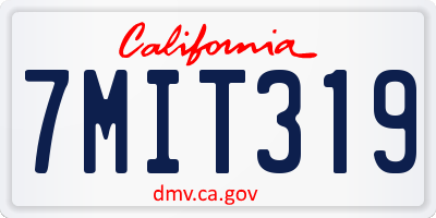 CA license plate 7MIT319
