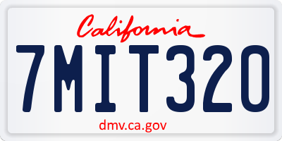 CA license plate 7MIT320