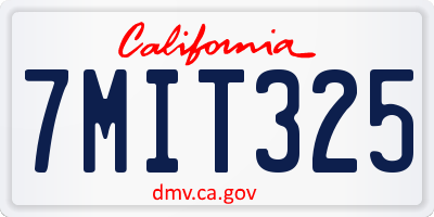CA license plate 7MIT325