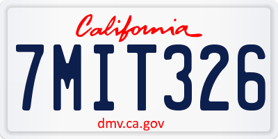 CA license plate 7MIT326