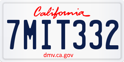 CA license plate 7MIT332