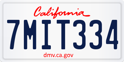 CA license plate 7MIT334