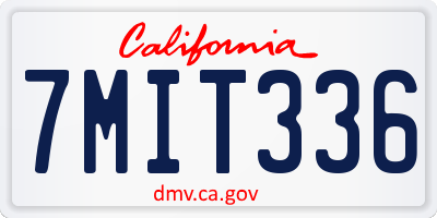 CA license plate 7MIT336