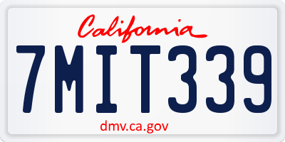 CA license plate 7MIT339
