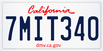 CA license plate 7MIT340