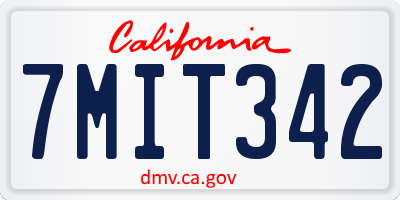 CA license plate 7MIT342