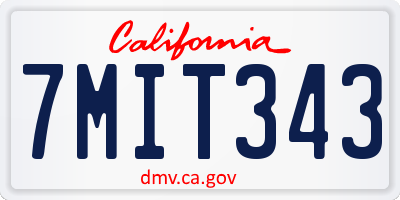CA license plate 7MIT343
