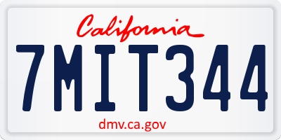 CA license plate 7MIT344
