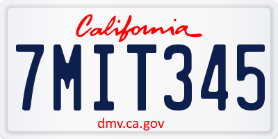 CA license plate 7MIT345