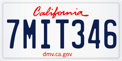 CA license plate 7MIT346