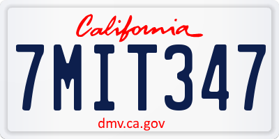 CA license plate 7MIT347