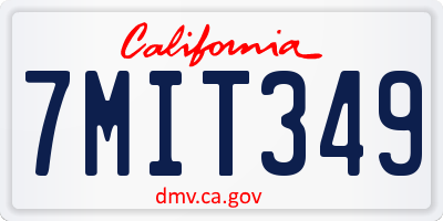 CA license plate 7MIT349