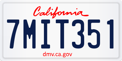 CA license plate 7MIT351