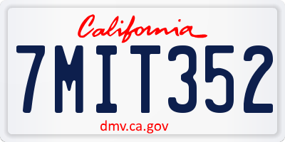 CA license plate 7MIT352