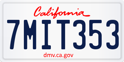 CA license plate 7MIT353