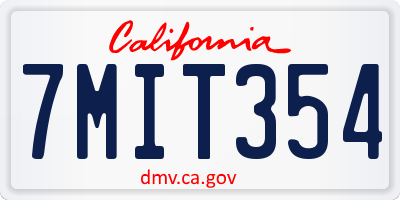 CA license plate 7MIT354