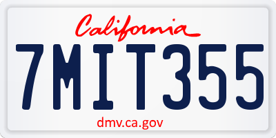 CA license plate 7MIT355