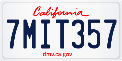 CA license plate 7MIT357